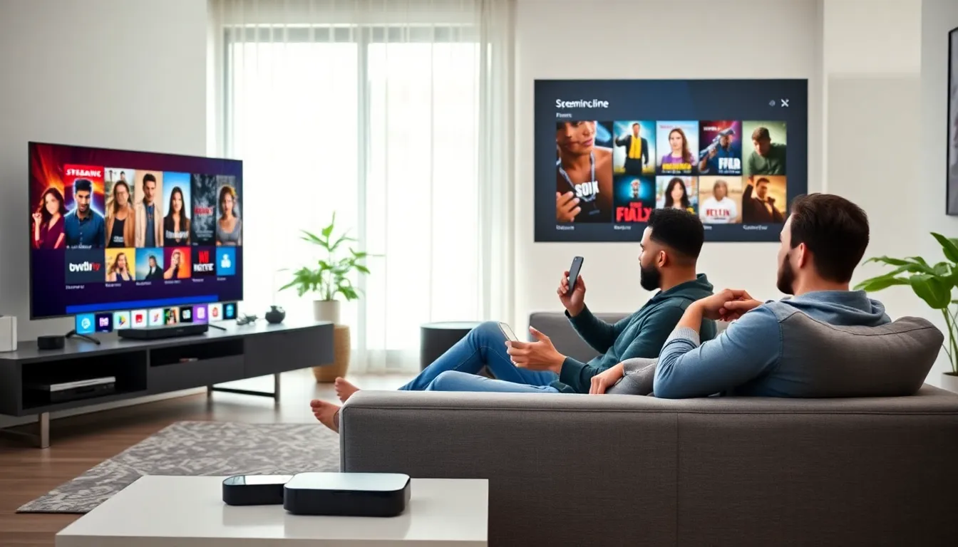 diverse couple discussing recording content in a modern living room.